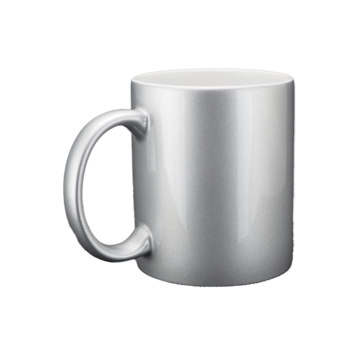 11oz Glitzertasse silber