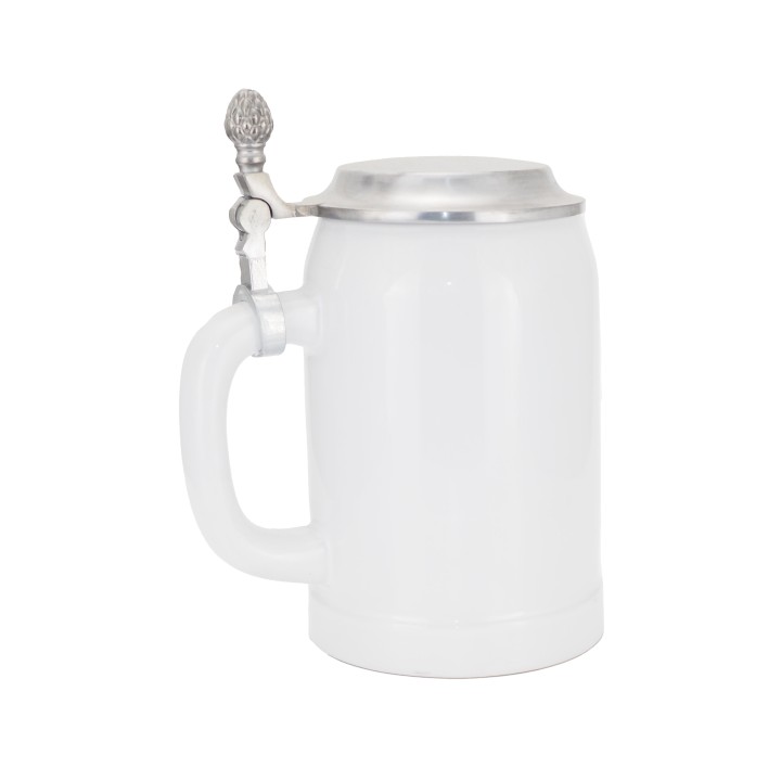 Bierkrug 0,5 L PORZELLAN mit Flachdeckel